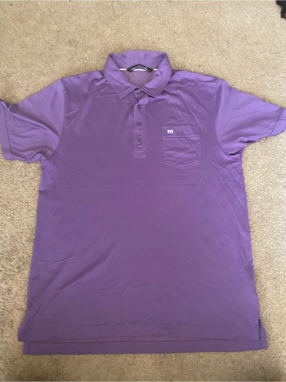 TravisMathew Men's Short Sleeve Polo Shirt Purple Size L Pocket Golf Casual